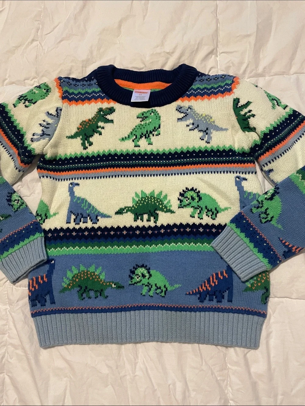 Gymboree Dinosaur Knit Sweater - Multicolor Green & Blue